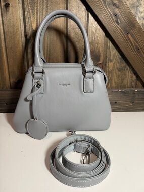 David Jones Light Gray Top-Handle Satchel with Detachable Strap